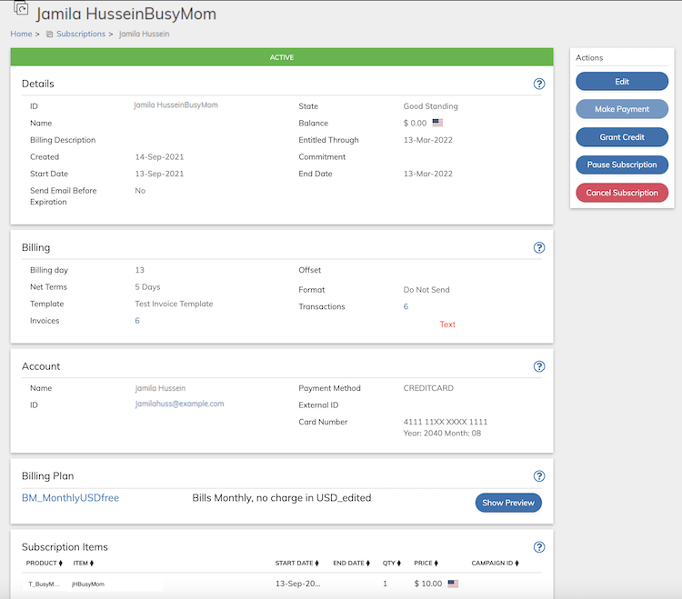 Subscription Page Example