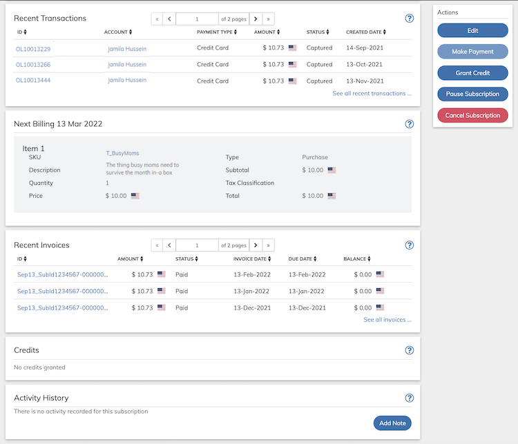 Subscription Page Example Continued
