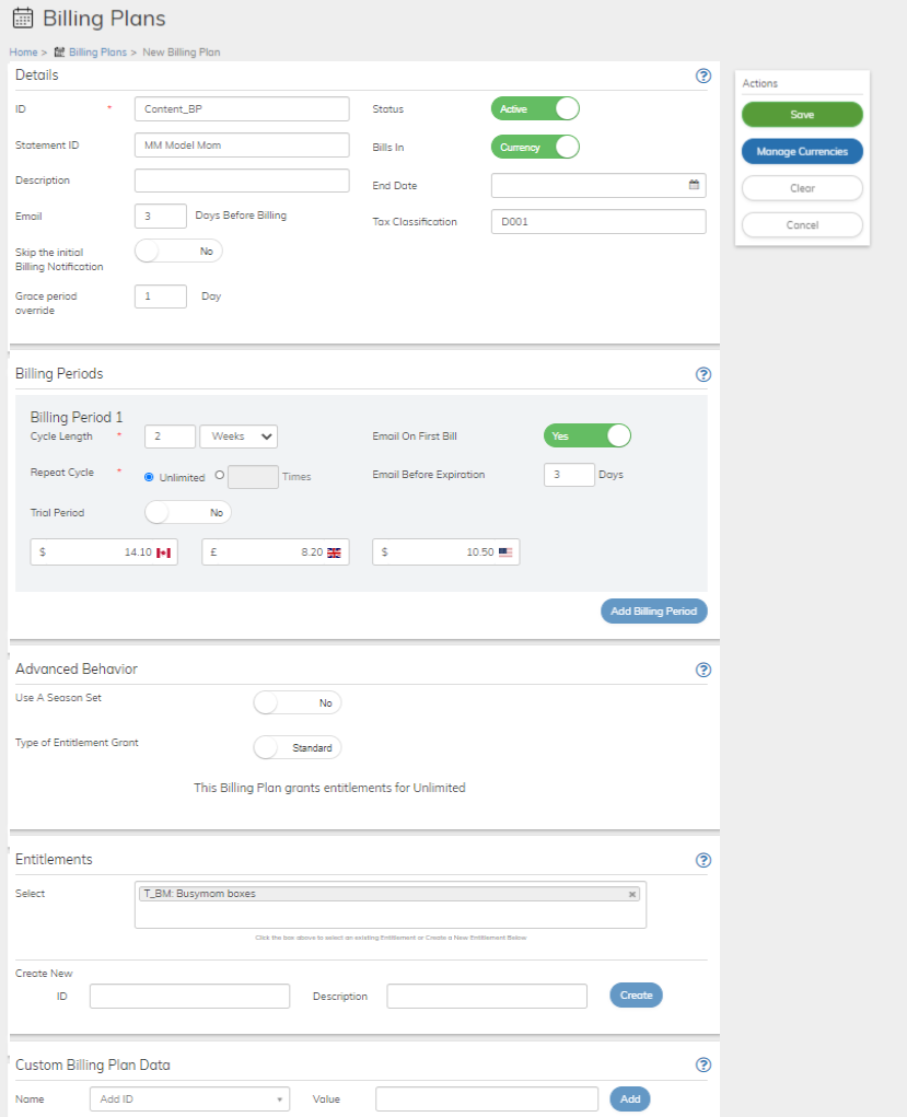 Subscribe Billing Plan Example